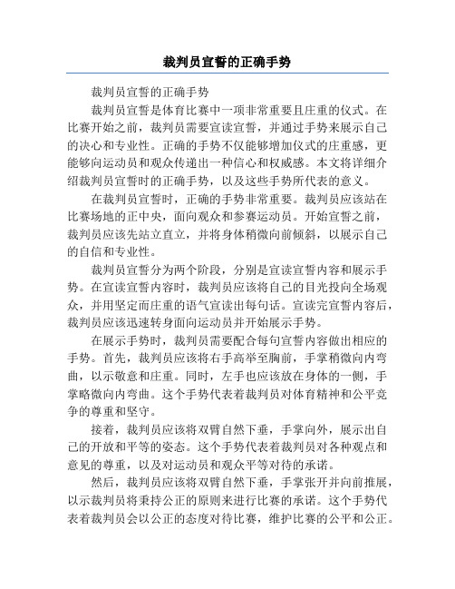 裁判员宣誓的正确手势