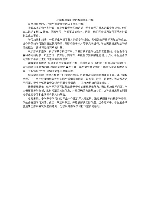 小学数学学习中的数学学习过程