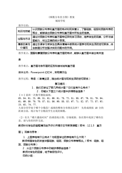 频数分布直方图教案