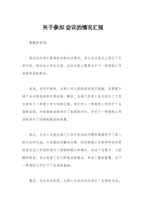 关于参加 会议的情况汇报