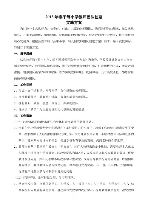 平等小学教师团队建设实施方案3