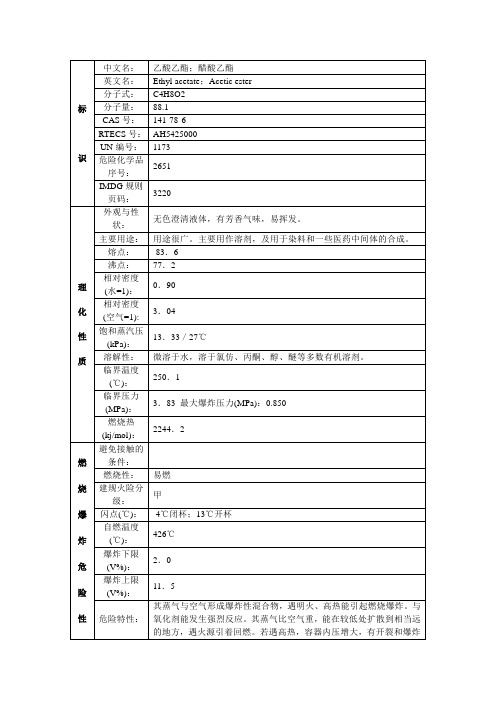 乙酸乙酯理化性质表