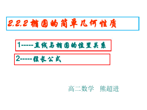 直线与椭圆的位置关系、弦长公式