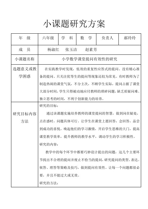 六年级数学小课题研究