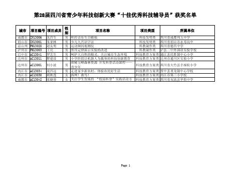 四川 十佳科技教师获奖名单