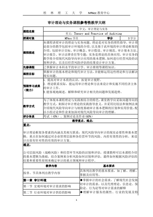 审计理论与实务课程参考性教学大纲-桂林理工大学-MPAcc