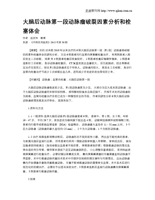 大脑后动脉第一段动脉瘤破裂因素分析和栓塞体会