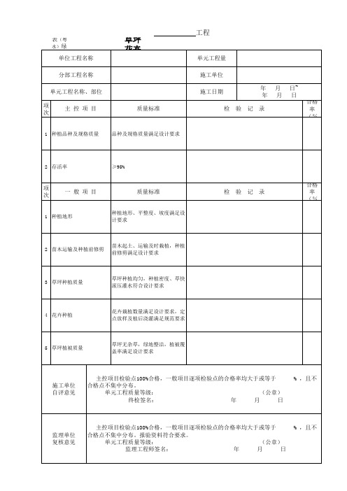 表(粤水)绿化3 草坪花卉栽植单元工程施工质量验收评定表