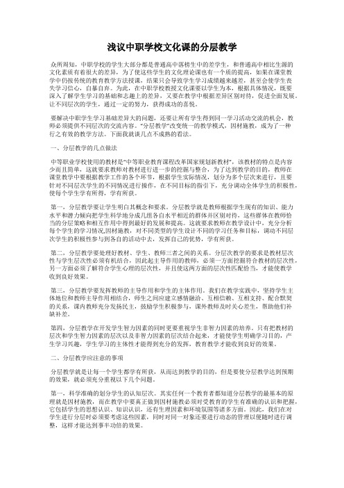 浅议中职学校文化课的分层教学