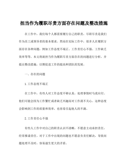 担当作为履职尽责方面存在问题及整改措施