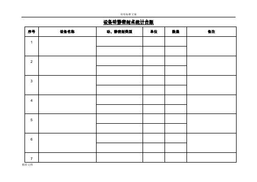 设备的动静密封点统计台账