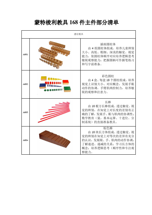 蒙台梭利教具的列表和玩法清单