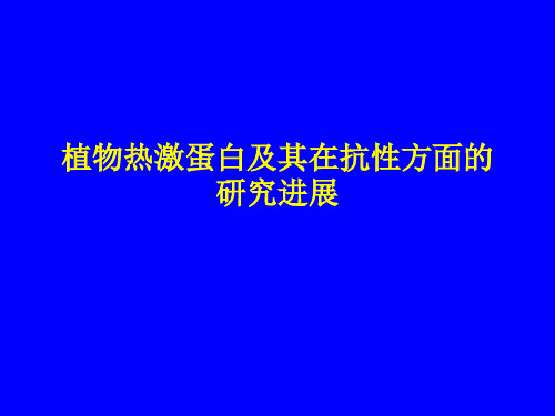 热激蛋白及其在抗性方面的研究资料