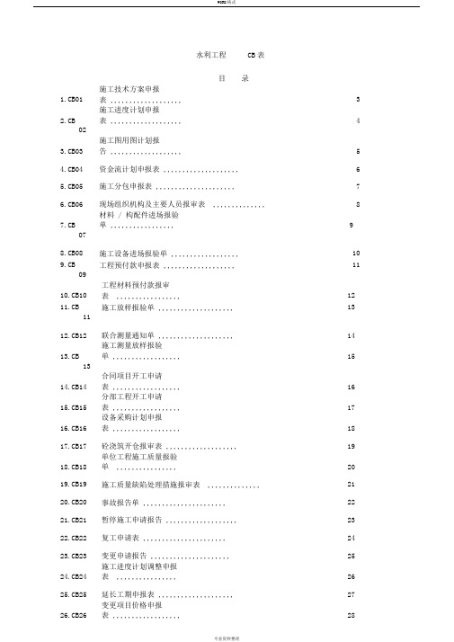 水利工程CB表