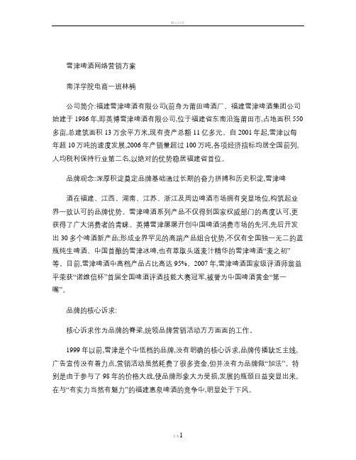 雪津啤酒网络营销方案解析