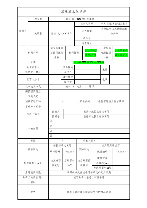 宗地基本信息表