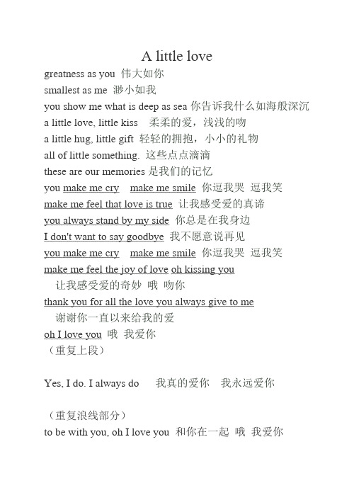 杨娜 A little love歌词(三年下就可以学习)