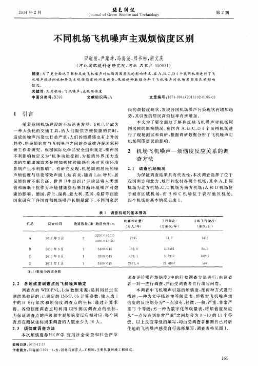 不同机场飞机噪声主观烦恼度区别