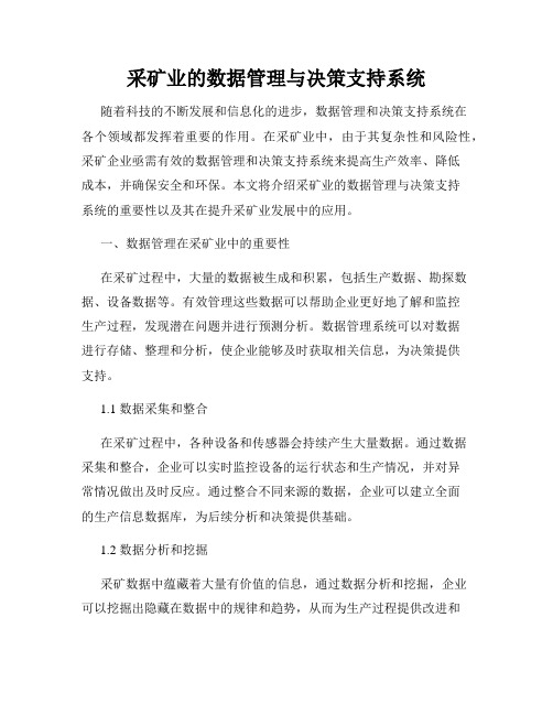 采矿业的数据管理与决策支持系统