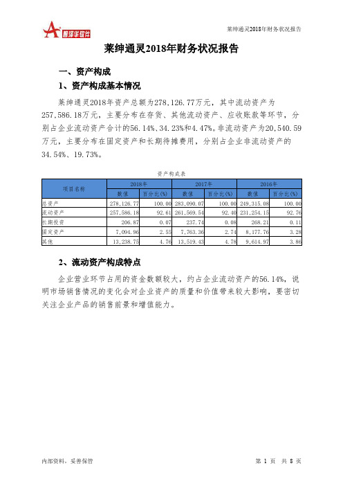 莱绅通灵2018年财务状况报告-智泽华