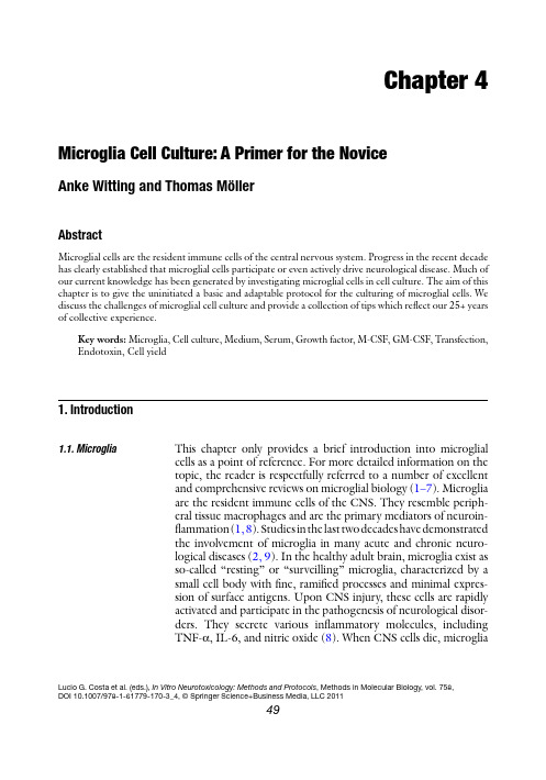 Microglia cell culture,a primer for the novice