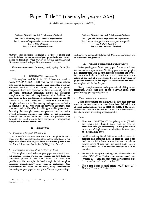 ICIEA国际会议论文格式(英文)