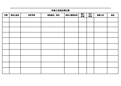 外来人员进出登记表