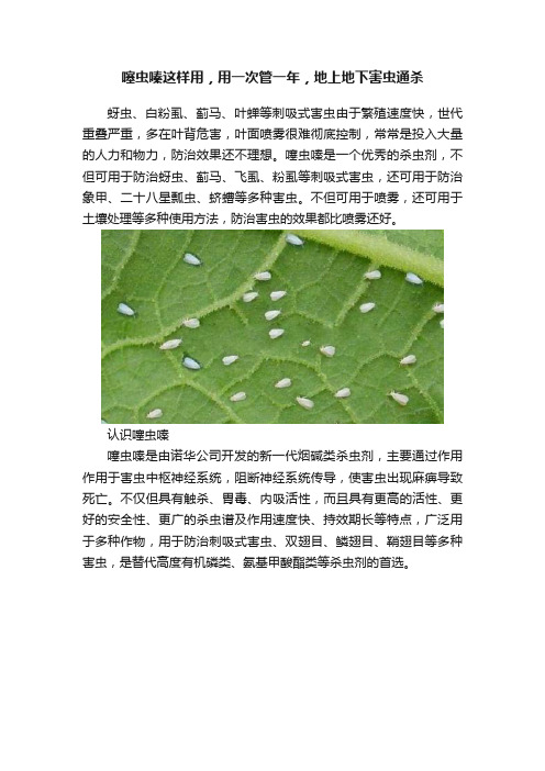 噻虫嗪这样用，用一次管一年，地上地下害虫通杀