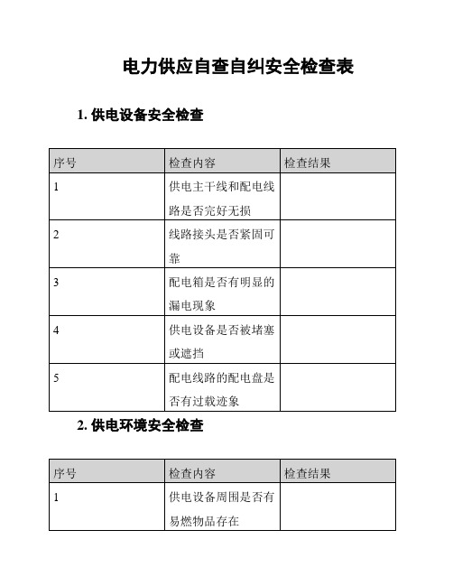 电力供应自查自纠安全检查表