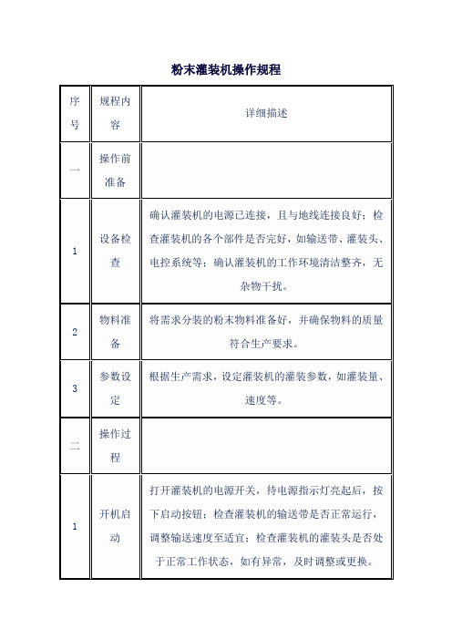 粉末灌装机操作规程