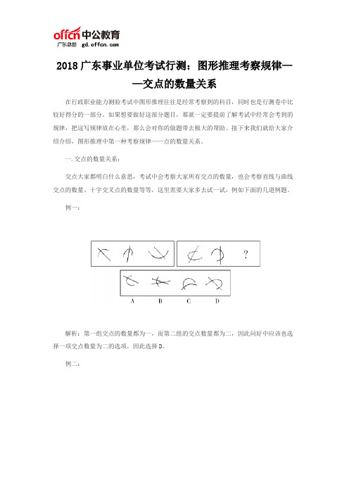 2018广东事业单位考试行测：图形推理考察规律——交点的数量关系