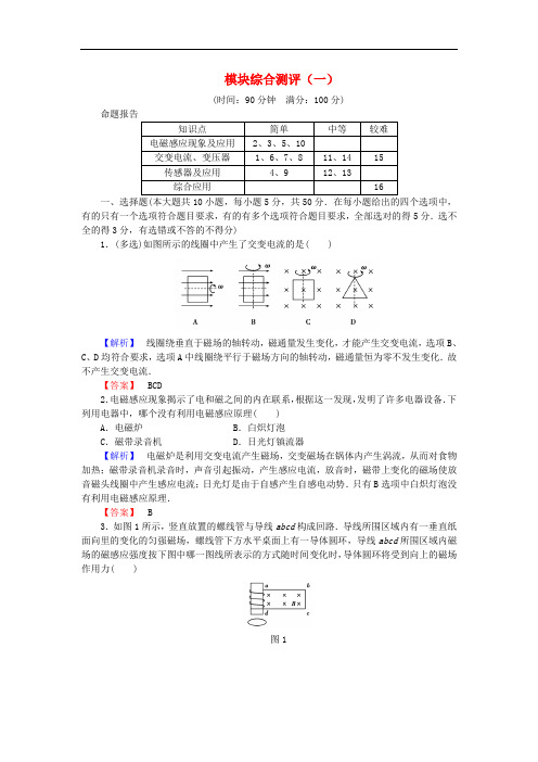 高中物理 模块综合测评(一)新人教版选修32