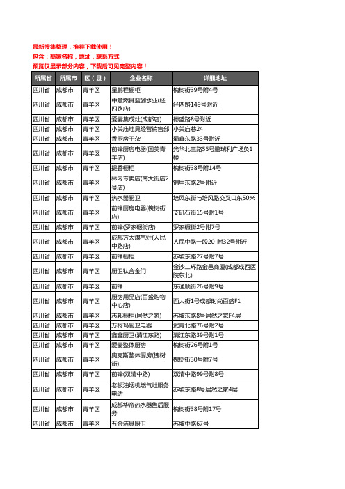 新版四川省成都市青羊区厨卫电器企业公司商家户名录单联系方式地址大全103家