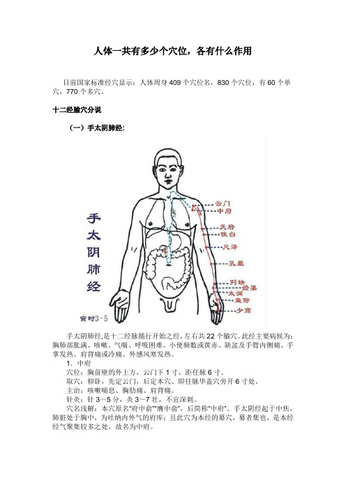 人体一共有多少个穴位,各有什么作用