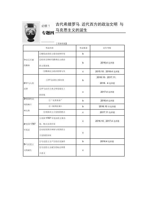 高三历史一轮复习系列浙江学业水平考试必修1专题四