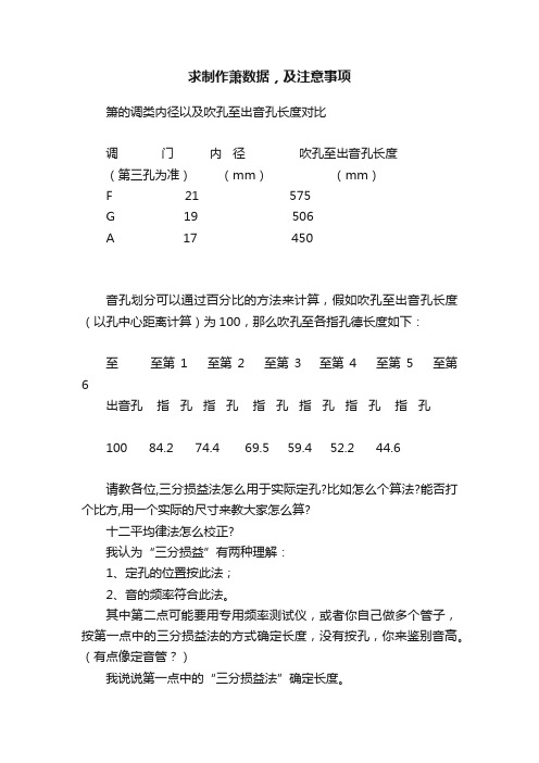 求制作萧数据，及注意事项