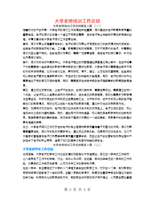 大学教师培训工作总结3篇