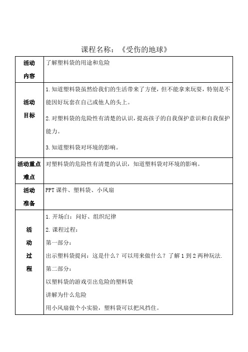 安全课程名称：《受伤的地球》