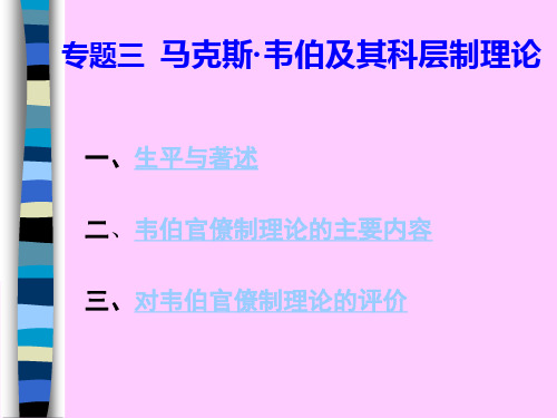 专题三  马克斯韦伯及其科层制理论