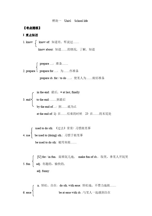 牛津英语高一(模块一至模块三)重点单词和短语