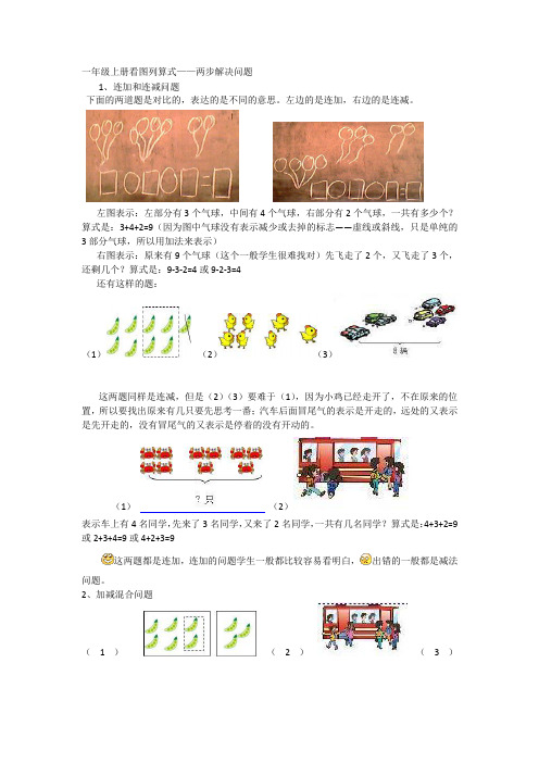 一年级上册看图列算式