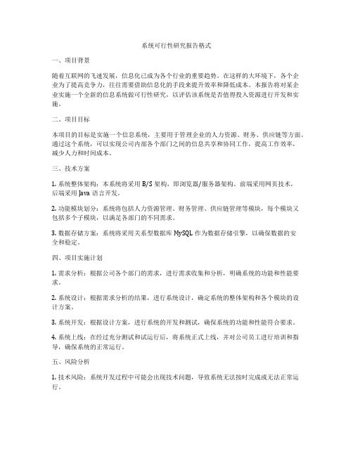 系统可行性研究报告格式