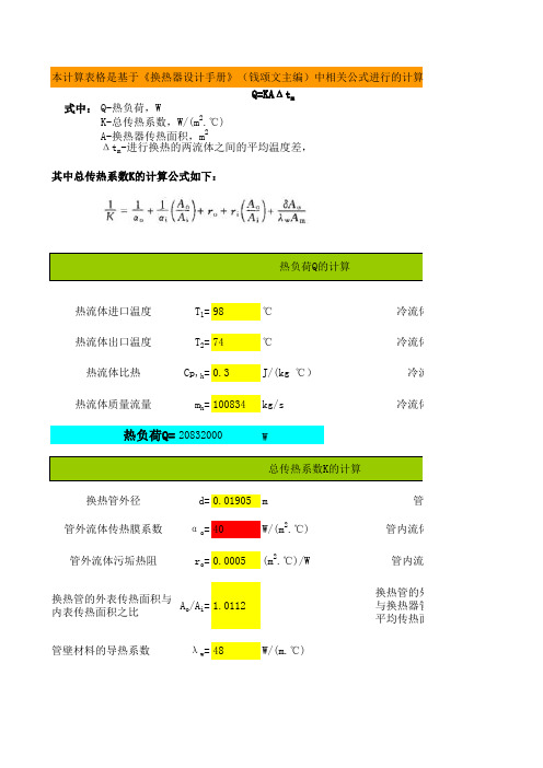 管壳式换热器换热面积-换热器设计手册(精品文档)