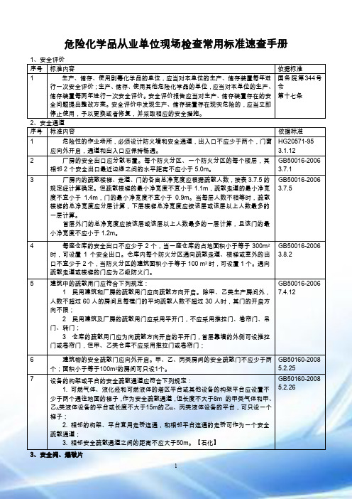 危险化学品从业单位现场检查常用标准速查手册