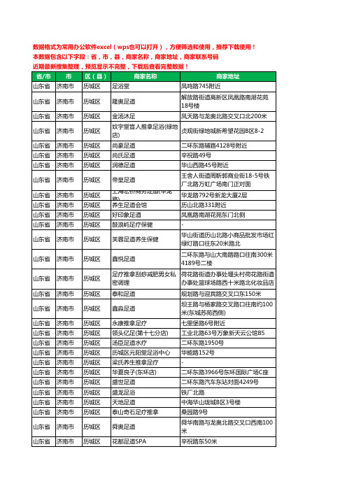 2020新版山东省济南市历城区足疗工商企业公司商家名录名单黄页联系电话号码地址大全141家