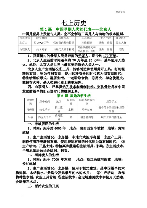 新人教版历史七年级上册知识点汇总