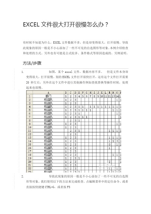 EXCEL文件很大打开很慢怎么办？