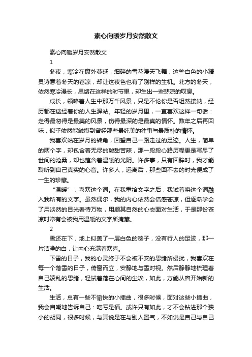 素心向暖岁月安然散文