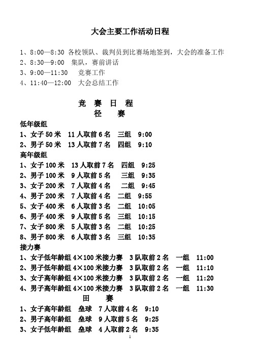 2015年春田径运动会秩序册