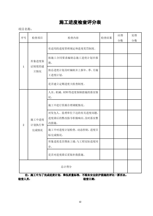 施工进度检查评分表